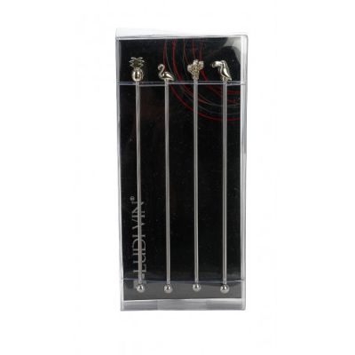 a set of three stainless steel needles in a plastic holder