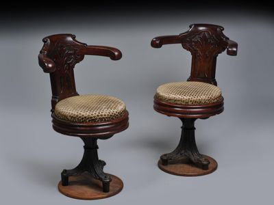FRANCE, XIXème Paire de fauteuils pivotants dits "de paquebo…
