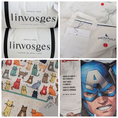 plusieurs photos représentant un collage de photos de chats et d'un sac