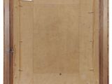 an old picture frame with a piece of paper taped to it
