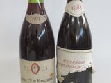 two bottles of wine sitting next to each other on a table