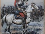 a painting of a man on a horse with a pipe