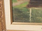a picture of a painting of a boat on the water