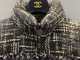 chanel tweed tweed jacket with gold cc logo