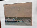une image d'un tableau représentant un bateau dans l'eau