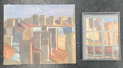 Mireille Besson (1931), lot de deux huiles sur toile : La ru…