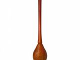 tall wooden vase on a white surface with a white background