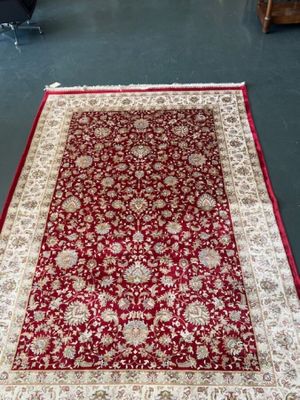 Tapis en soie de bambou mécanique à motifs de rinceaux fleur…
