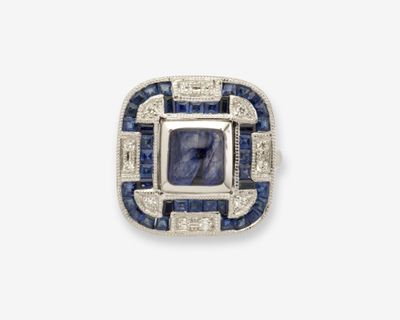 bague art déco en saphir et diamant
