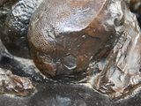 a statue of a frog that is sitting on top of a rock