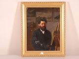 painting of a man with a beard and a bow tie in a gold frame
