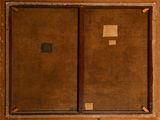 a picture of an old wooden cabinet with two doors