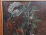 a painting of flowers in a vase on a table