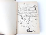 an open book with a drawing of a man playing baseball