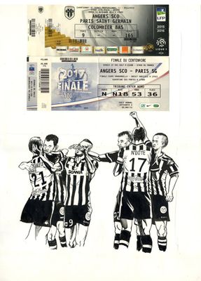 un dessin représentant un groupe de footballeurs debout les uns à côté des autres