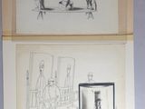 deux dessins représentant un homme et une femme portant chacun un haut-de-forme