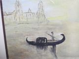 a painting of a gondola in the middle of the water