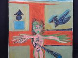 un tableau représentant une femme tenant une raquette de tennis