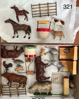 a box with a bunch of toy animals in it