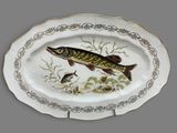 a plate with a fish on it and a fish on the plate