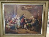 painting of a group of people sitting around a table in a room