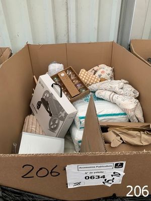 une boîte en carton contenant de nombreux objets