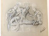 an image of a drawing of a group of people on a bed
