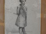 an old drawing of a man in a top hat and coat