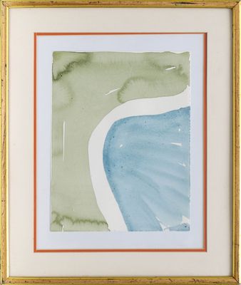 une image représentant une aquarelle représentant une vague, dans un cadre doré