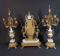 Garniture de cheminée en marbre et bronze doré comprenant de… (photo 4)