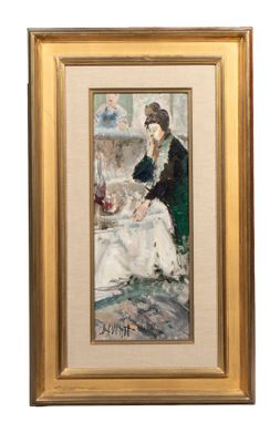 une image d'un tableau représentant une femme assise à une table