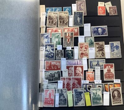 some of the stamps are on display on the wall