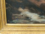 a picture of a painting of a boat in the water