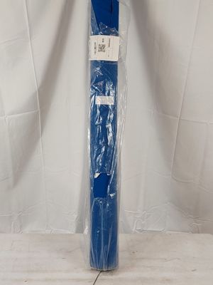 a blue umbrella wrapped in plastic on a white background