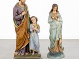 two figurines of jesus and mary with a child