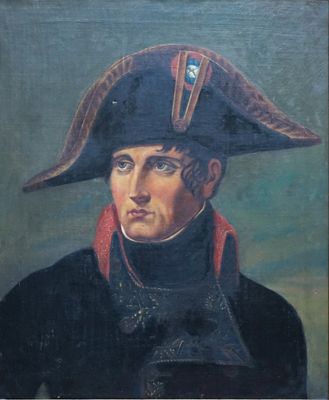 tableau représentant un homme portant un chapeau et une écharpe rouge