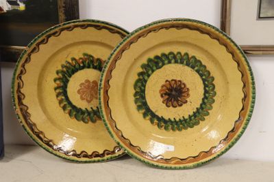two plates that are sitting on a table