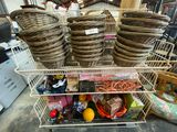 many baskets and baskets on the shelves in the store