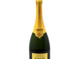 a close up of a bottle of champagne on a white background