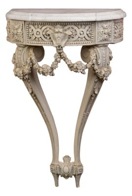 an image of a white table with a marble top