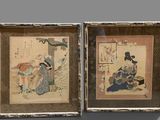 pair of japanese woodblock paintings of a woman and a man