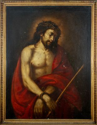 a painting of a man with a crown on his head holding a sword