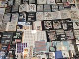 a lot of stamps on the floor of a room