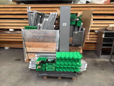 a pallet with a bunch of green boxes on top of it