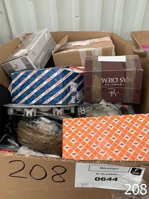 a cardboard box full of ties and other items in it