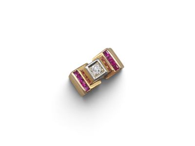 a diamond and ruby ring, by van cleef