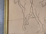 drawing of a man and a woman on a horse in a gold frame