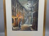 une image représentant un tableau où l'on voit un homme marchant dans une rue