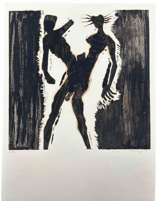 un dessin en noir et blanc d'un homme et d'une femme