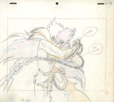 drawing of a drawing of a man with a sword in his hand